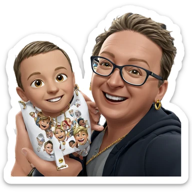 two boys smiling with jewelry sticker