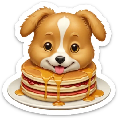 Dog eating pancakes sticker