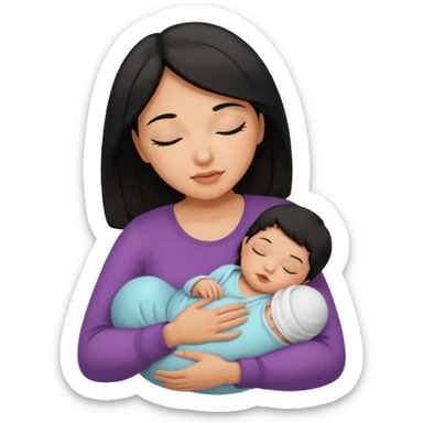 mom holding newborn baby girl with brown eyes tan skin and black hair and blue eyes newborn girl baby tan skin black hair sticker