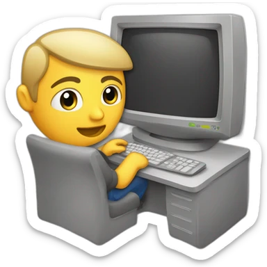 Quelqu'un qui joue à son PC sticker