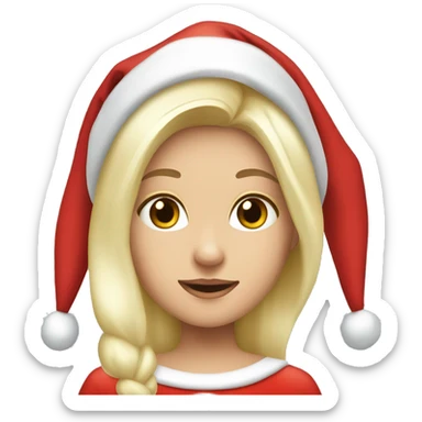 White blond girl as santa claus With hat  sticker