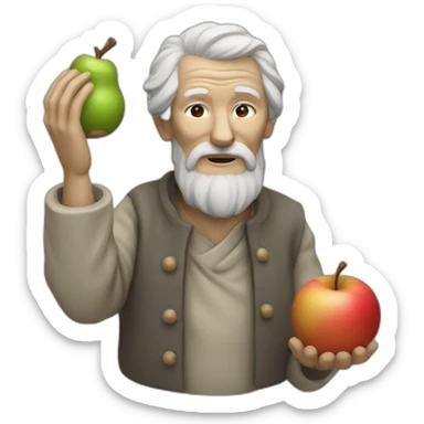 old womanStatue of an old man holding a stone apple in his right hand sticker