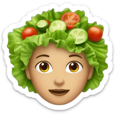 Woman with a salad on head sticker