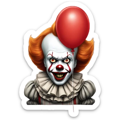 Pennywise emoji with red balloon sticker