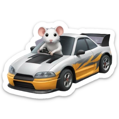 Rat in a drift car sticker