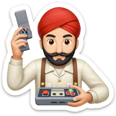 Sardar playing Nintendo 1942 game sticker