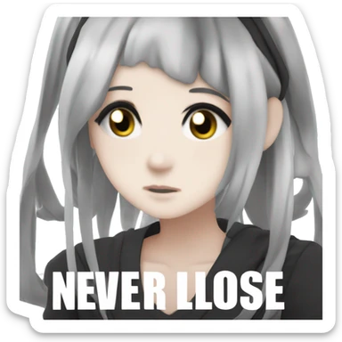 anime picture and the text 'Never Lose with TWK' written on it. sticker