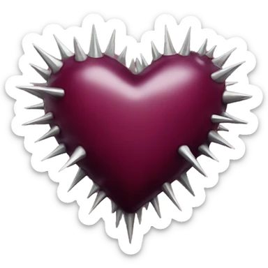 burgandy spiked heart sticker