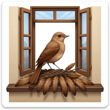 nightingale on open window sill sticker