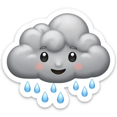 emoji of grey cloud is raining, (without faces) sticker