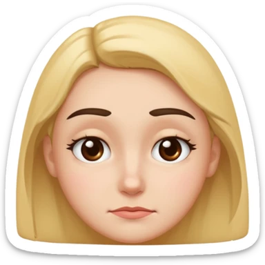 Squinty eyes sad eyebrows and a soft smile sticker