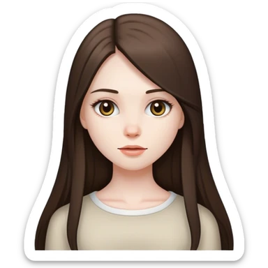 brunette girl with long straight hair sticker
