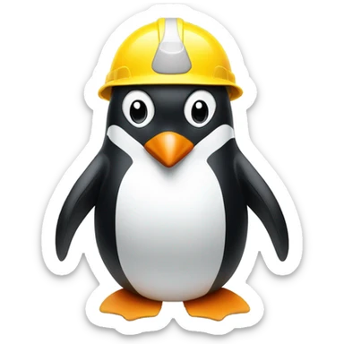 Penguin with a hard hat on sticker