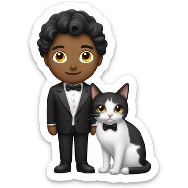 Guy with tuxedo cat  sticker