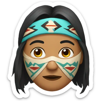 native american with a covid mask sticker