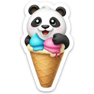 Panda eating ice cream sticker