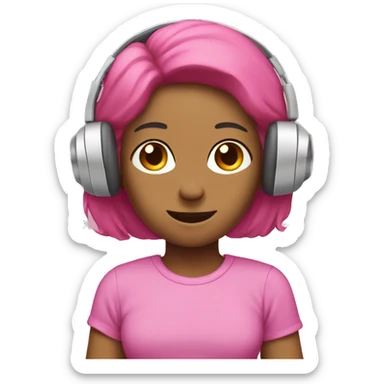 pink heaphones sticker