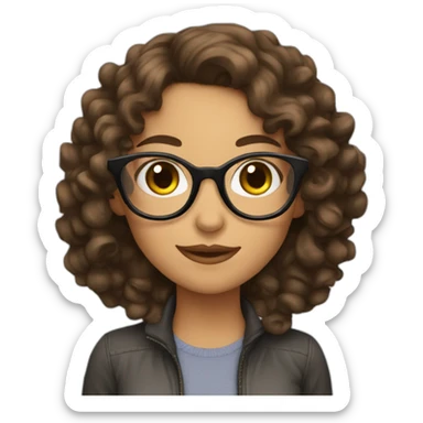 brunette girl with glasses and curly hair with text "approved" sticker