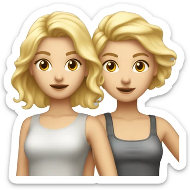 Deux filles qui s’embrassent une blonde cheveux court et une brume cheveux courts  sticker