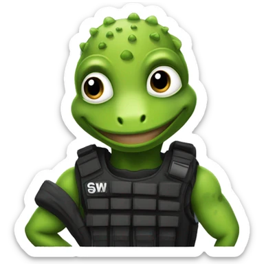a gecko as an S.W.A.T member sticker