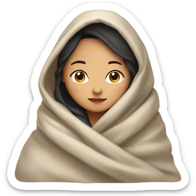 Asian girl snuggled in blanket sticker