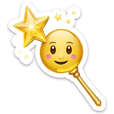 magic spell emoji with wand casting sparkles sticker