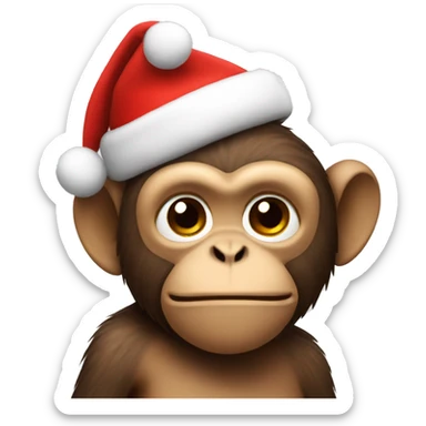 monkey wearing a christmas hat sticker