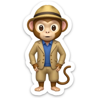 monkey with clothes sticker