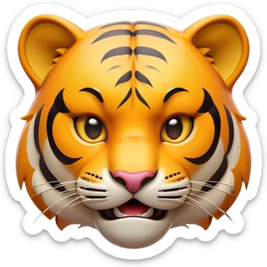 Cinematic Comical Tiger Portrait Emoji, Head tilted dramatically with an exaggeratedly shocked expression, featuring a sleek, muscular build with wide, comically expressive eyes full of humorous disbelief, Simplified yet hilariously expressive features, highly detailed, glowing with a slightly sassy wild glow, high shine, dramatic yet playful, stylized with an air of quirky feline attitude, soft glowing outline, capturing the essence of a meme-worthy tiger that looks ready to side-eye its way into viral fame! sticker