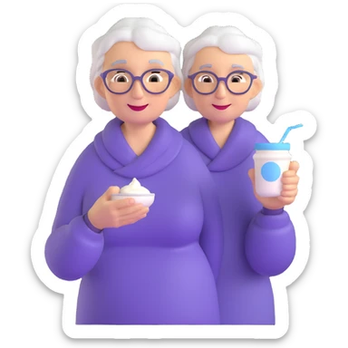 grandmother offering yogurt facing right sticker