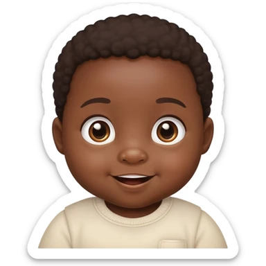 Adorable black baby with chubby cheeks, bright happy smiling eyes, looking intelligent and curious sticker