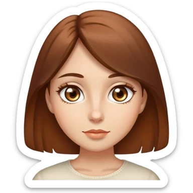 Una chica de ojos almendras s, color café calor , cabello Castaño  sticker