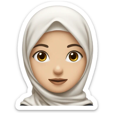 fille avec hijab, un teint claire et un chat blanc au yeux bleu sticker