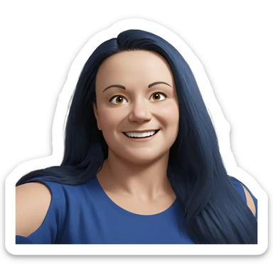 smiling girl in blue shirt sticker