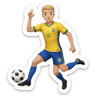 A white guy kicking a soccer ball with a brazil fc shirt on sticker