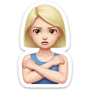 Arms crossed holding neck angry girl sticker