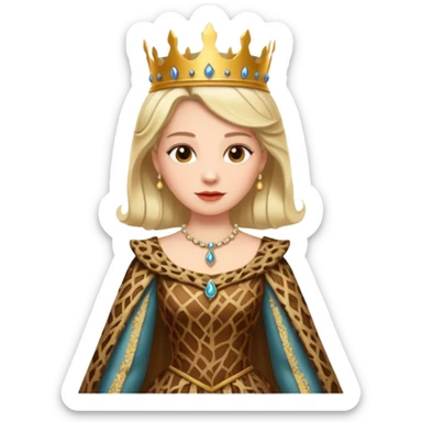 Queen wearing a bark-patterned dress sticker