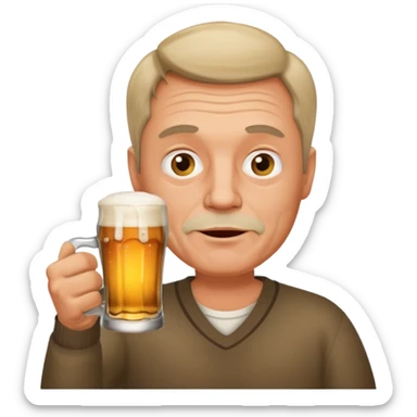 drunk middle man with a glass of beer sticker