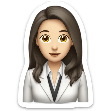 Dark Brown straight long hair white woman wearing suit sticker