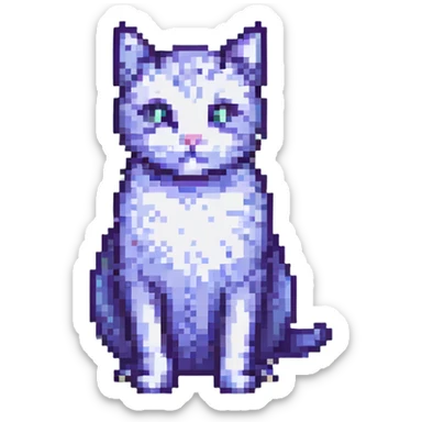pixel art cat, retro video game style sticker