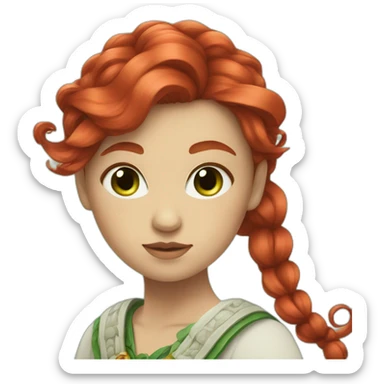 quetzalcuoatl red hair, green haze eye, white skin girl sticker