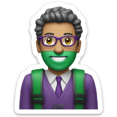 CISO in green/purple branding looks happy. The experts at Wortell proactively intervene where necessary, nipping potential attacks in the bud. Koos can now work with peace of mind, knowing his organization is secure.  sticker