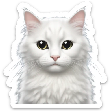 Fluffy tuxedo kitty with little black spot under nose sticker