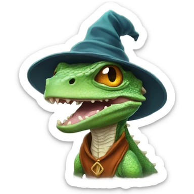 Lizard with wizard hat sticker