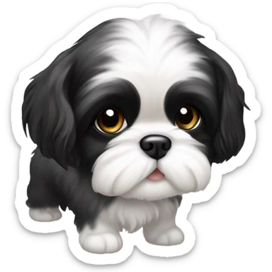 black and white puppy shih tzu sticker