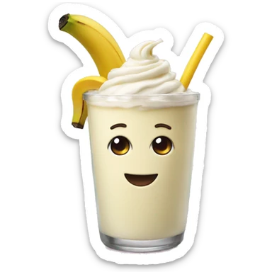 banana milkshake with face sticker