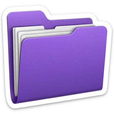 purple folder with papers inside, only a hint of papers, slightly 3D style sticker