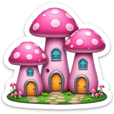 pink mushroom houses sticker