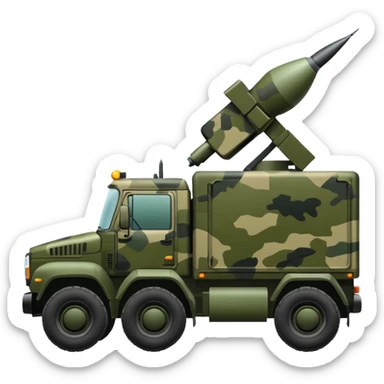 A truck in camouflage green with a realistic electronic warfare system sticker