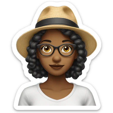 
smart teenage girl with hat and glasses sticker